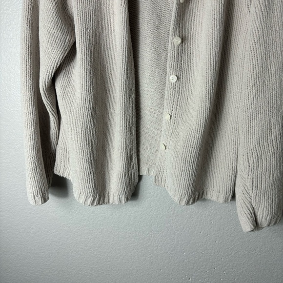 Orvis Women’s Size Large Ecru Chenille Button Up Cardigan Long Sleeve - Picture 4 of 8